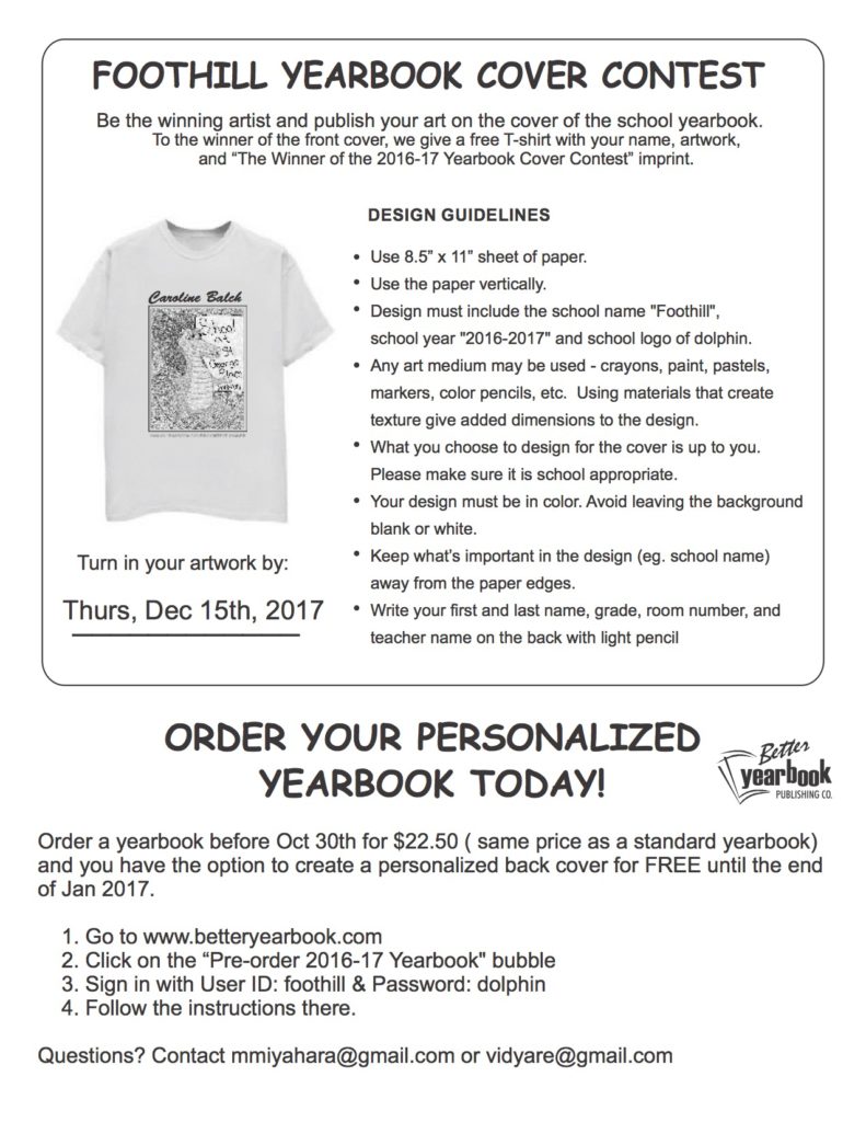 Foothill Yearbook Cover Contest — Due December 15th – Saratoga Foothill ...